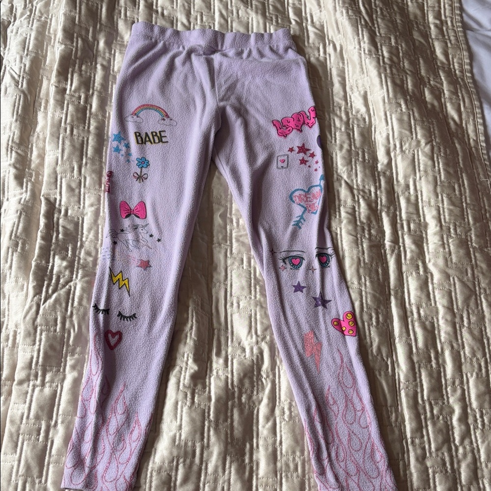 Chaser Lilac Graphic Kids Leggings with Colorful Icons